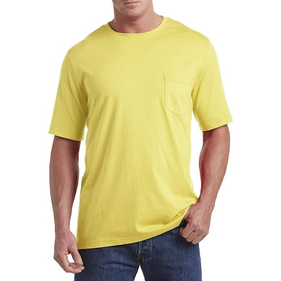 Harbor Bay by DXL Men's Big and Tall Moisture-Wicking Pocket T-Shirt Pale Banana Heather 3XL