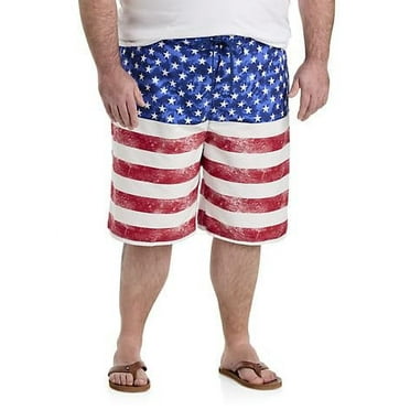 Harbor Bay by DXL Men's Big and Tall Patriotic Swim Trunks Blue 3XLT