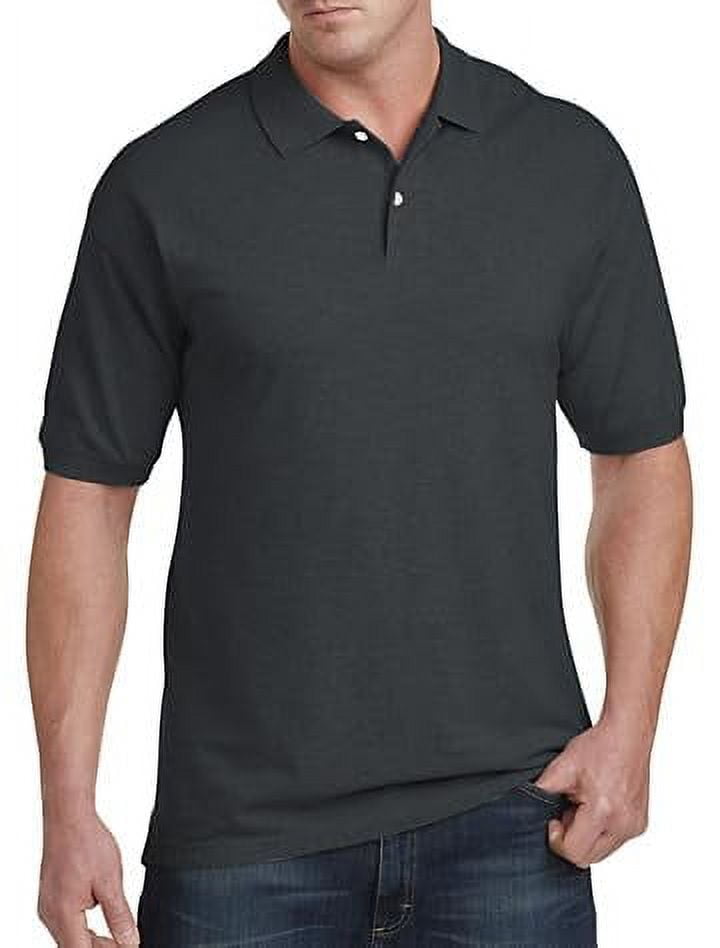 Harbor Bay by DXL Men's Big and Tall Piqué Polo Shirt Black Heather ...