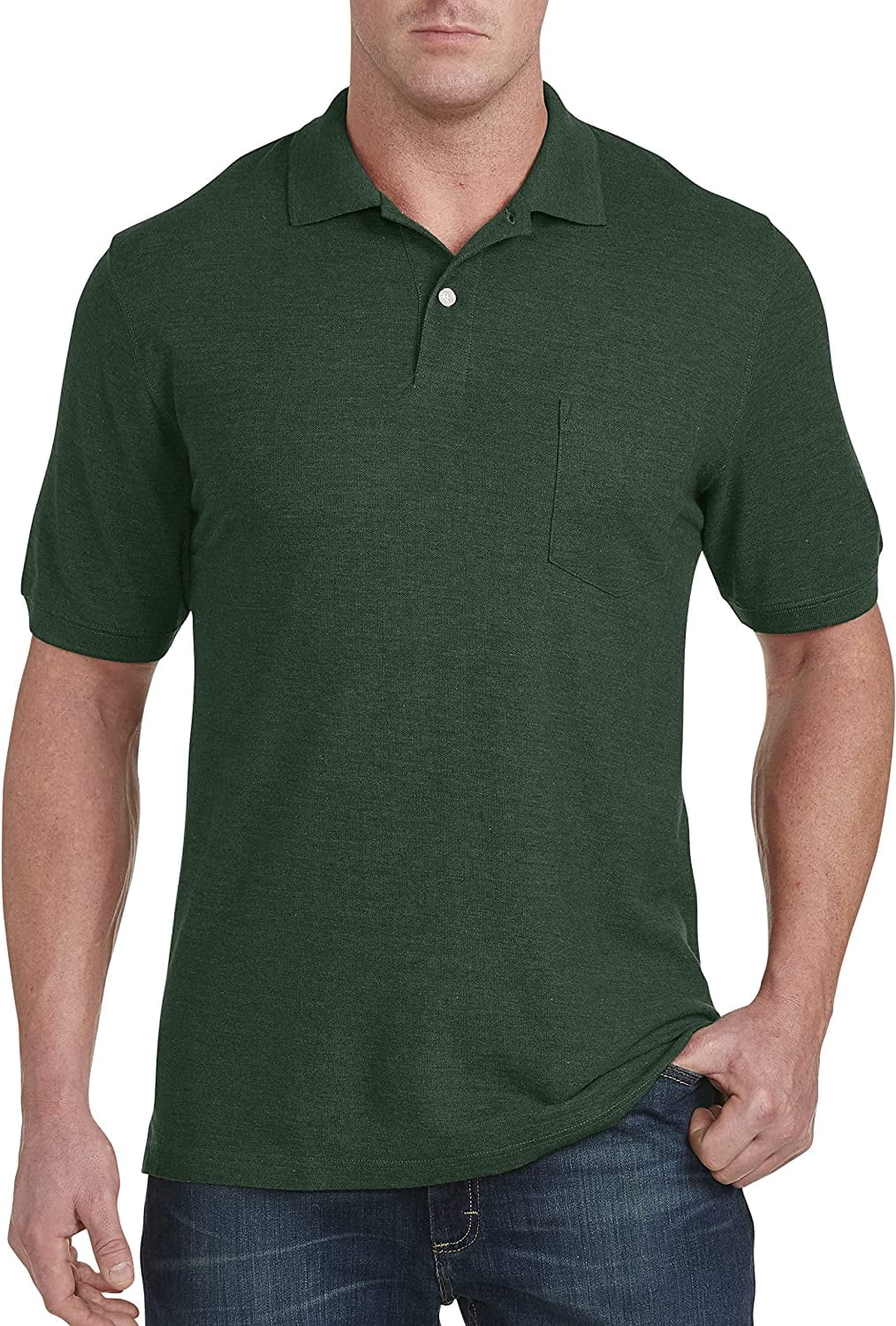 Pocket Piqué Polo Shirt Fern Green Heather 1XL - Walmart.com