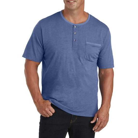 Slub Henley Shirt Bijou Blu Hthr 7XL