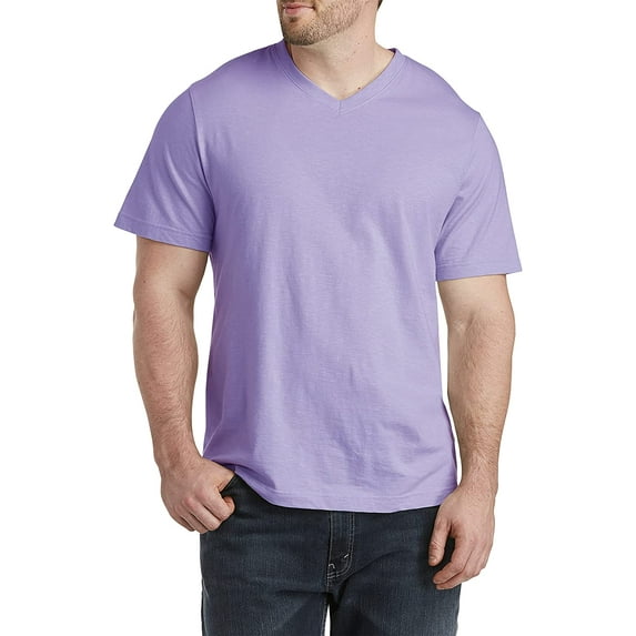 Slub Knit V-Neck T-Shirt Lavender 1XLT