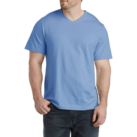 Slub Knit V-Neck T-Shirt Riviera Blue 2XLT