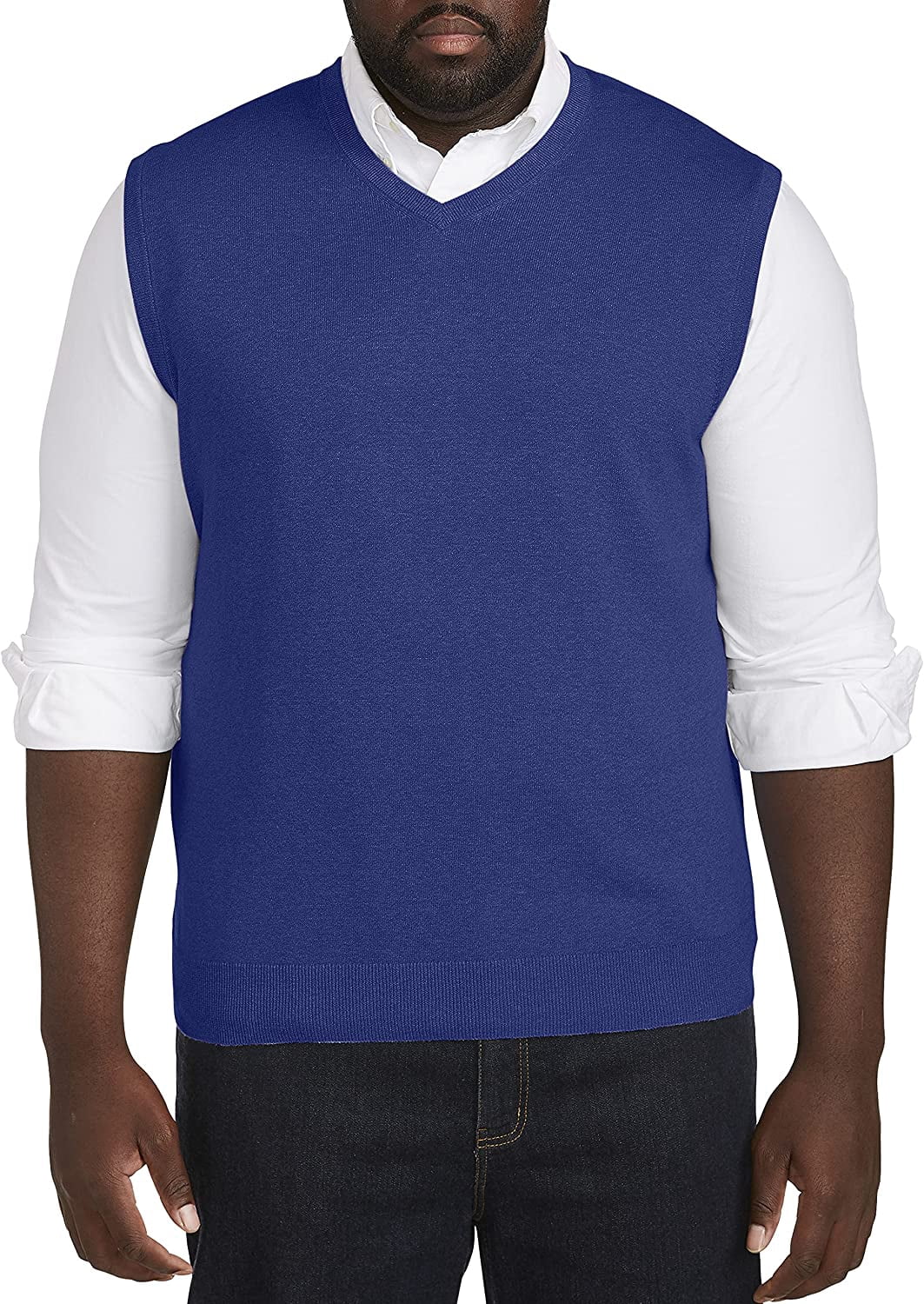 Harbor Bay by DXL Men's Big and Tall V-Neck Sweater Vest Twilight Blue ...