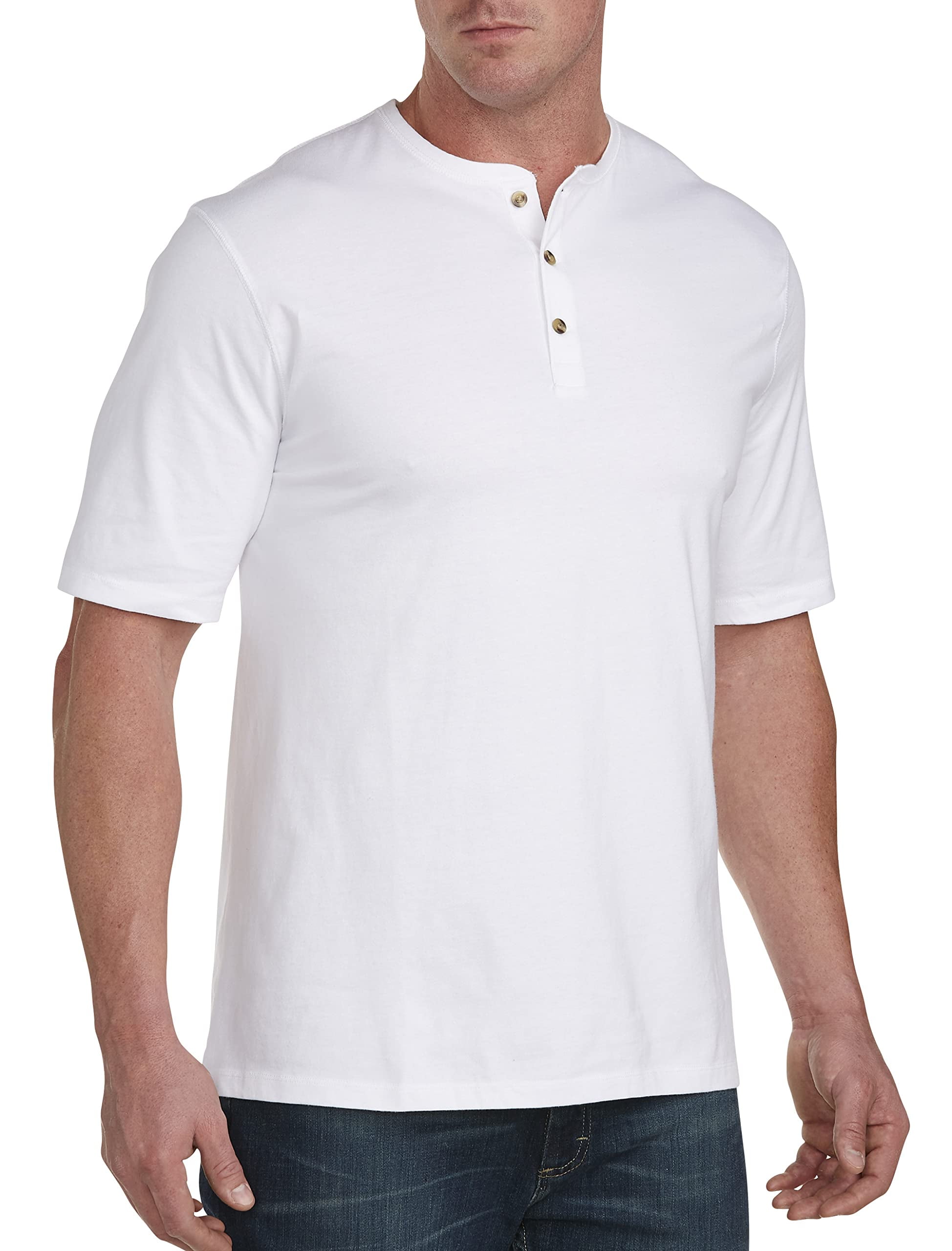 Harbor Bay by DXL Men's Big and Tall Wicking Jersey Henley Shirt White