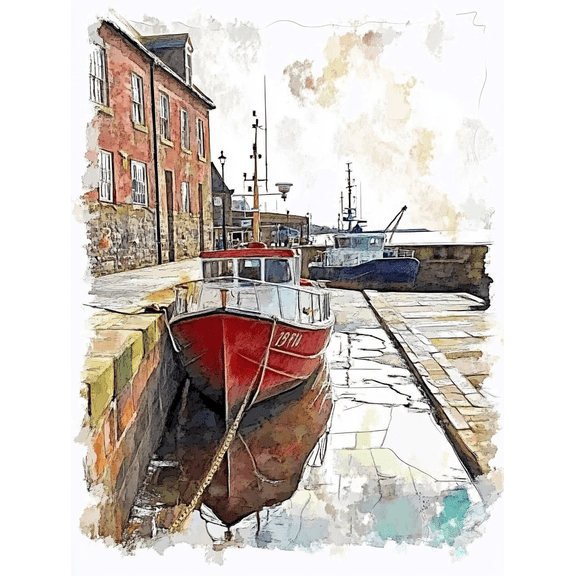 Harbor Boat Canvas Print/Wall Art Suitable for Living Room Bedroom Office Dining Room and Hallway Decoration.