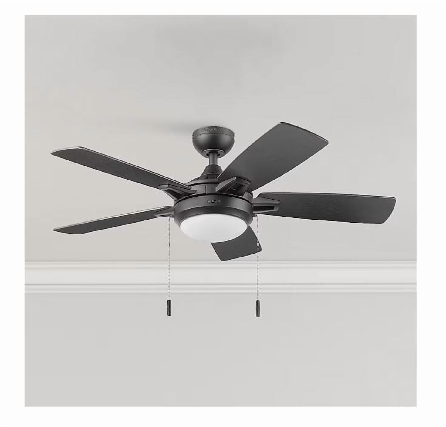 Harbor Breeze Arbormere 60-in Color-Changing Integrated LED Outdoor Matte  Black with Driftwood Blades Ceiling Fan With Light - Remote Included ( 5 -Bl, image size:1470x1408