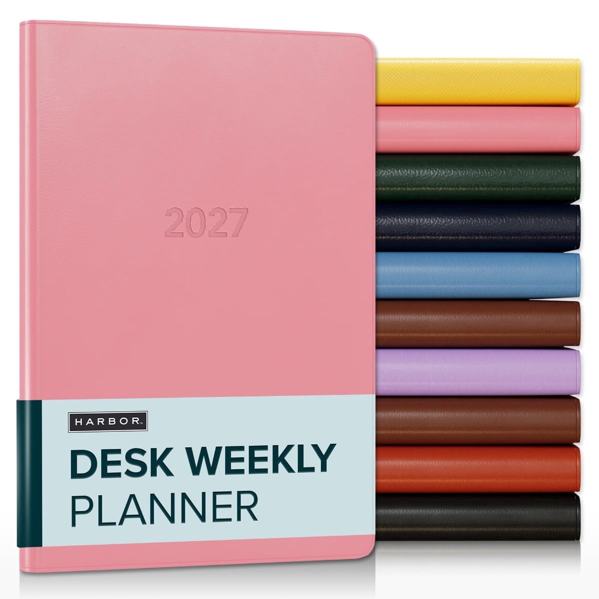 Harbor Desk Weekly Monthly Planner 2027 - Calendar Planner and Notebook, Durable Faux Leather, 192 Pages, Softcover & Book Bound - Cambridge Flamingo - 8x5.5"