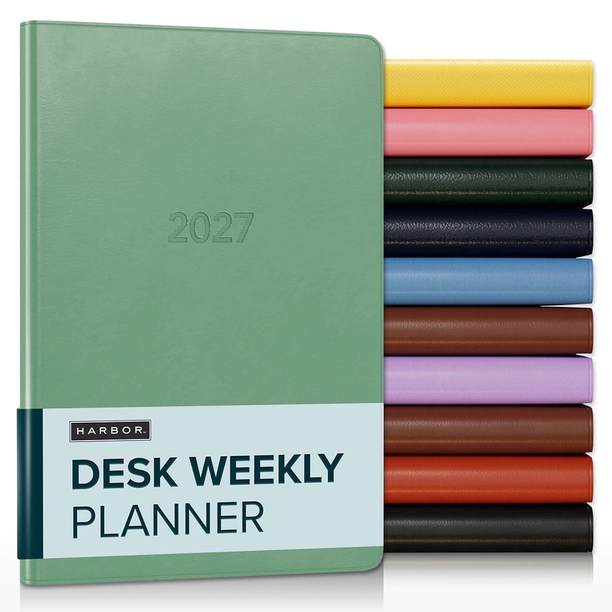 Harbor Desk Weekly Monthly Planner 2027 - Calendar Planner and Notebook, Durable Faux Leather, 192 Pages, Softcover & Book Bound - Cambridge Jade - 8x5.5"