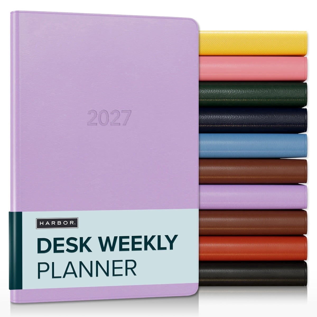 Harbor Desk Weekly Monthly Planner 2027 - Calendar Planner and Notebook, Durable Faux Leather, 192 Pages, Softcover & Book Bound - Cambridge Lavender - 8x5.5"
