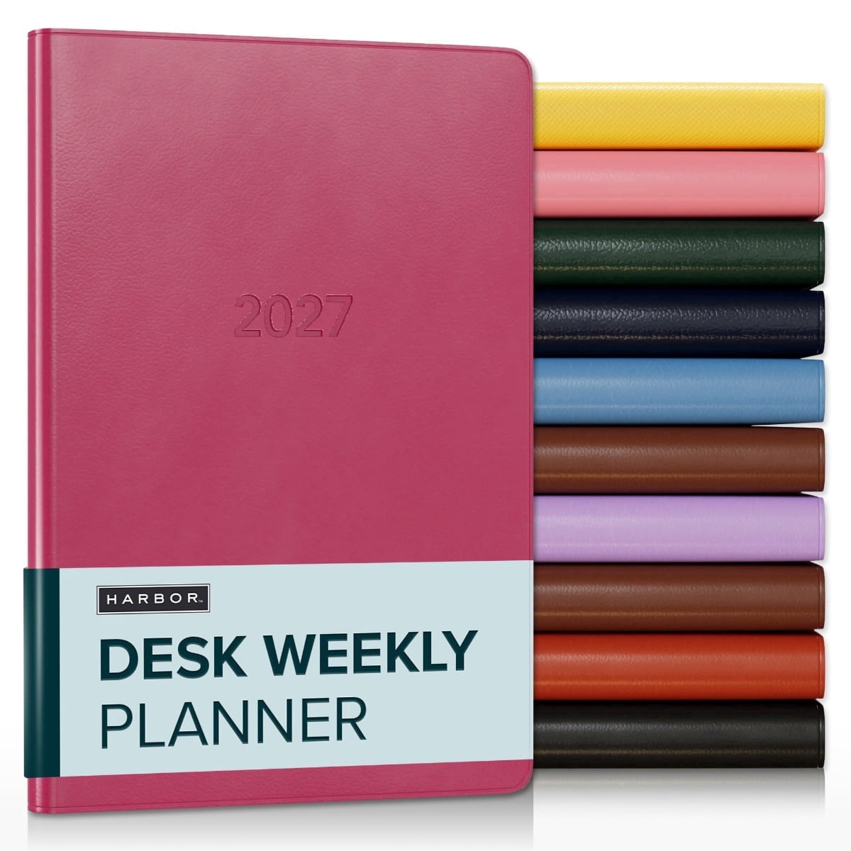 Harbor Desk Weekly Monthly Planner 2027 - Calendar Planner and Notebook, Durable Faux Leather, 192 Pages, Softcover & Book Bound - Cambridge Orchid Flower - 8x5.5"