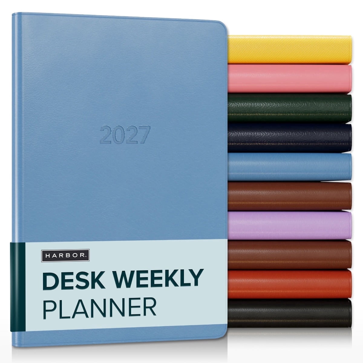 Harbor Desk Weekly Monthly Planner 2027 - Calendar Planner and Notebook, Durable Faux Leather, 192 Pages, Softcover & Book Bound - Cambridge Reef Blue - 8x5.5"