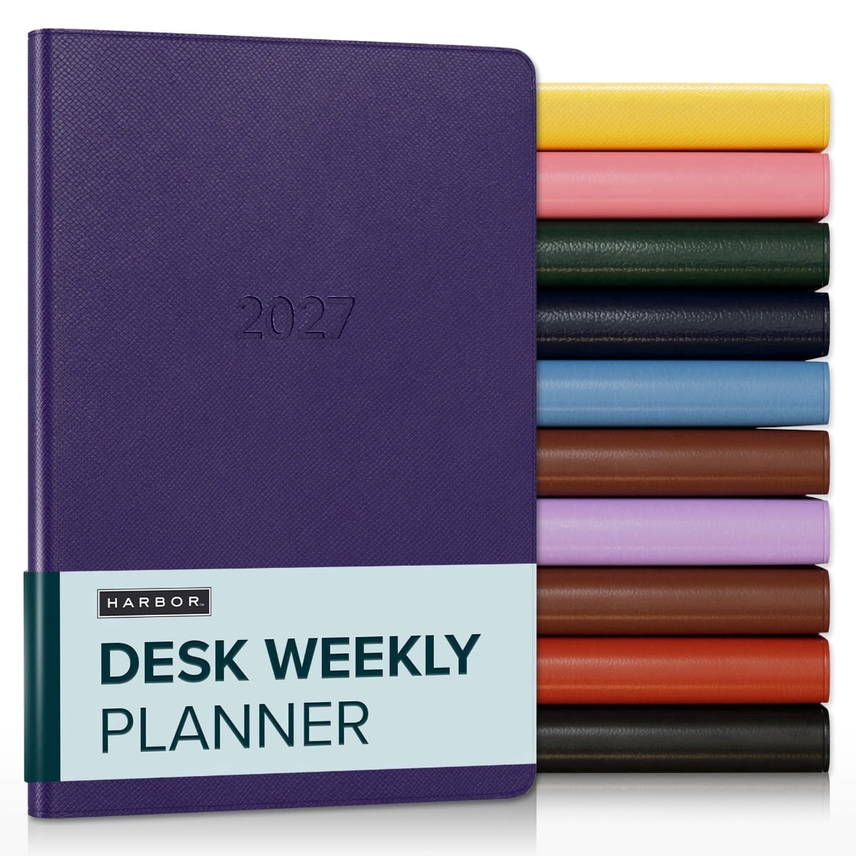 Harbor Desk Weekly Monthly Planner 2027 - Calendar Planner and Notebook, Durable Faux Leather, 192 Pages, Softcover & Book Bound - Key West Dark Purple - 8x5.5"