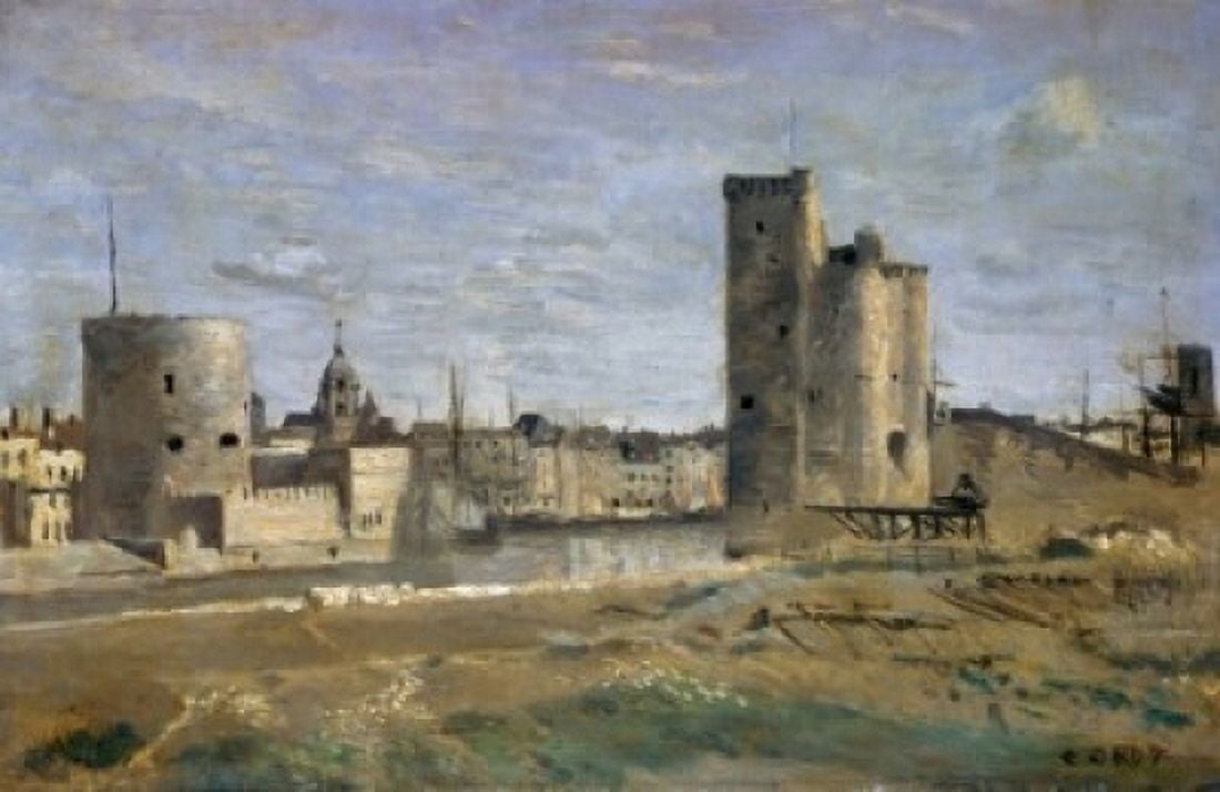Harbor Entrance by Jean Baptiste Camille Corot (1796-1875) Canvas Art - Jean Baptiste Camille (24 x 36)