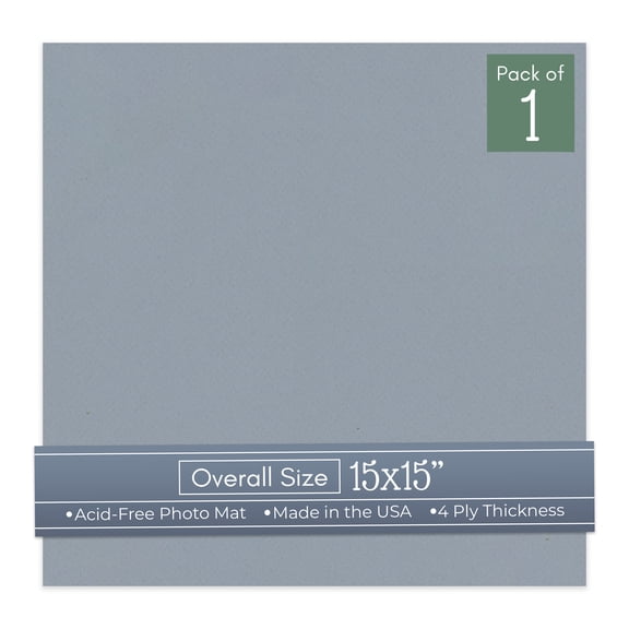 Harbor Gray 15x15 Uncut Art Mat Board - No Opening - 1 Mat