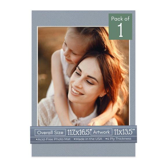 Harbor Gray Picture Frame Mat for 11.7x16.5 Frames - Fits 11x13.5 Photos - 1 Mat