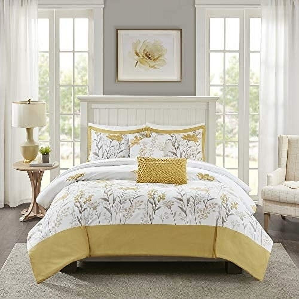 King White Cotton Sateen 5-Piece Comforter Set