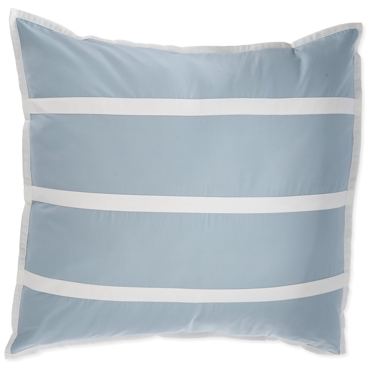 Blue Cotton Embroidered Euro Sham with Grey Edge