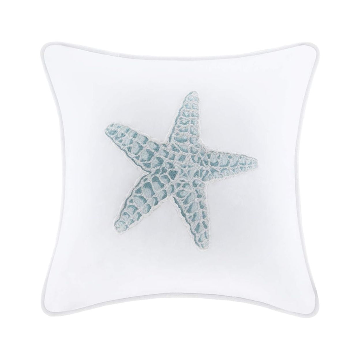 Maya Bay Embroidered Seashell Square Cotton Pillow