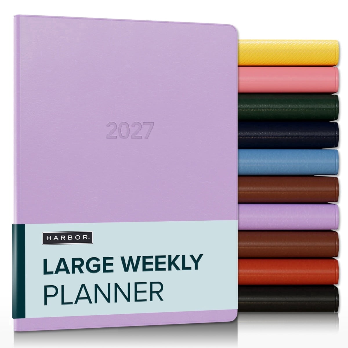 Harbor Large Weekly Monthly Planner 2027, Calendar Planner & Notebook - Durable Faux Leather, 192 Pages, Softcover & Book Bound - Cambridge Lavender - 9.75x7.5"