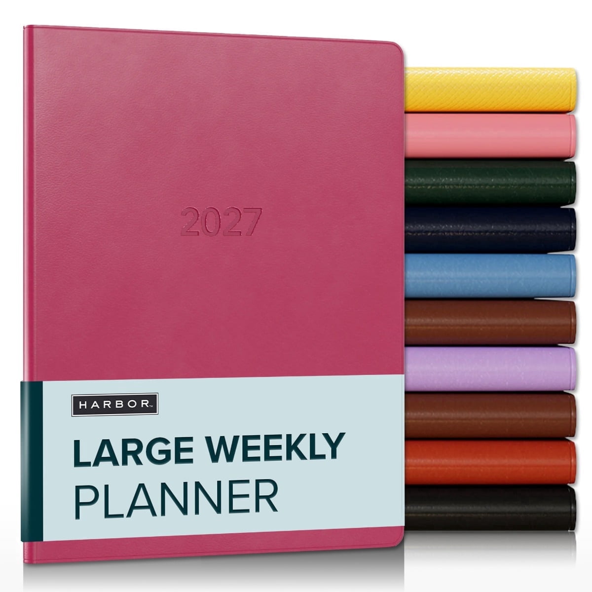 Harbor Large Weekly Monthly Planner 2027, Calendar Planner & Notebook - Durable Faux Leather, 192 Pages, Softcover & Book Bound - Cambridge Orchid Flower - 9.75x7.5"