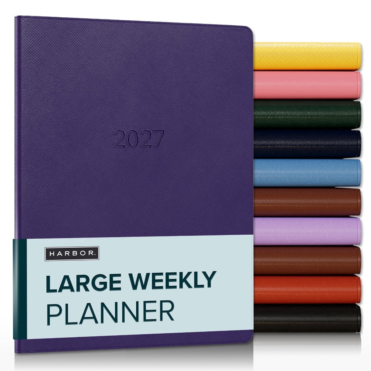 Harbor Large Weekly Monthly Planner 2027, Calendar Planner & Notebook - Durable Faux Leather, 192 Pages, Softcover & Book Bound - Key West Dark Purple - 9.75x7.5"