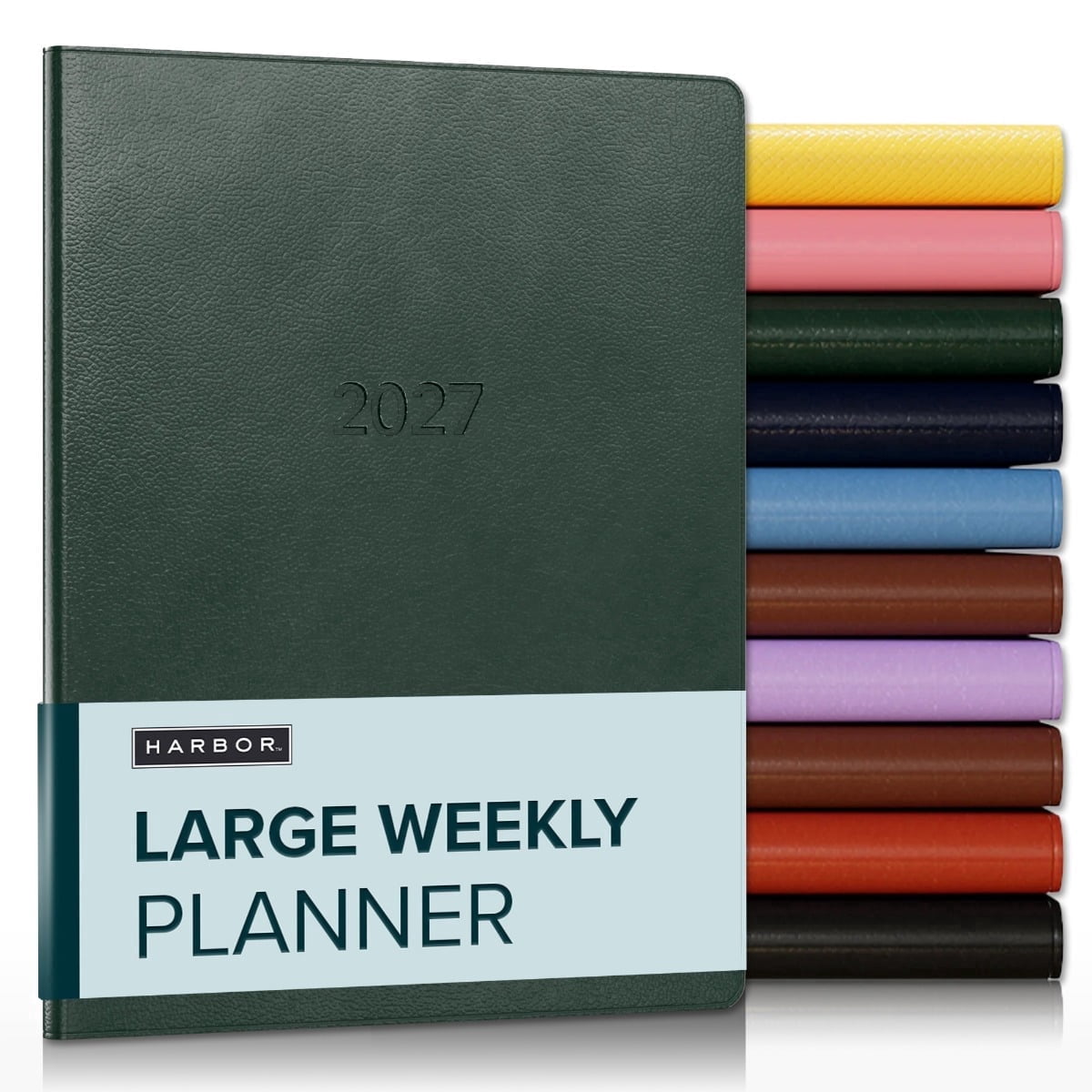 Harbor Large Weekly Monthly Planner 2027, Calendar Planner & Notebook - Durable Faux Leather, 192 Pages, Softcover & Book Bound - Leida Pine - 9.75x7.5"