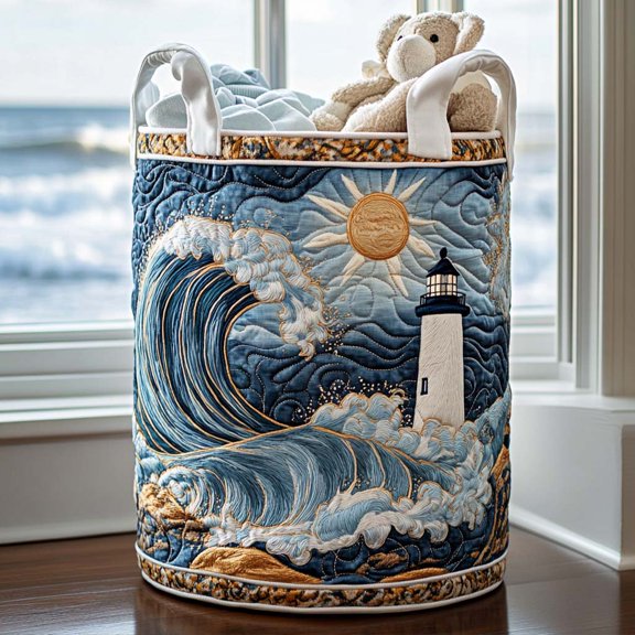 Harbor Light Glow Quilted Laundry Basket