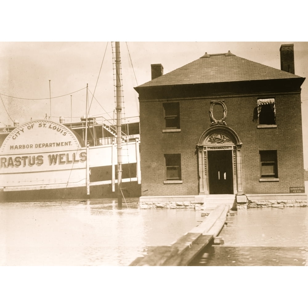Harbor Master's Office St. Louis during flood Poster Print (18 x 24)