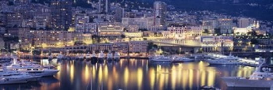 Harbor Monte Carlo Monaco Canvas Art - Panoramic Images (36 x 12)