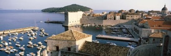 Harbor Of Dubrovnik Croatia Canvas Art - Panoramic Images (36 x 12)