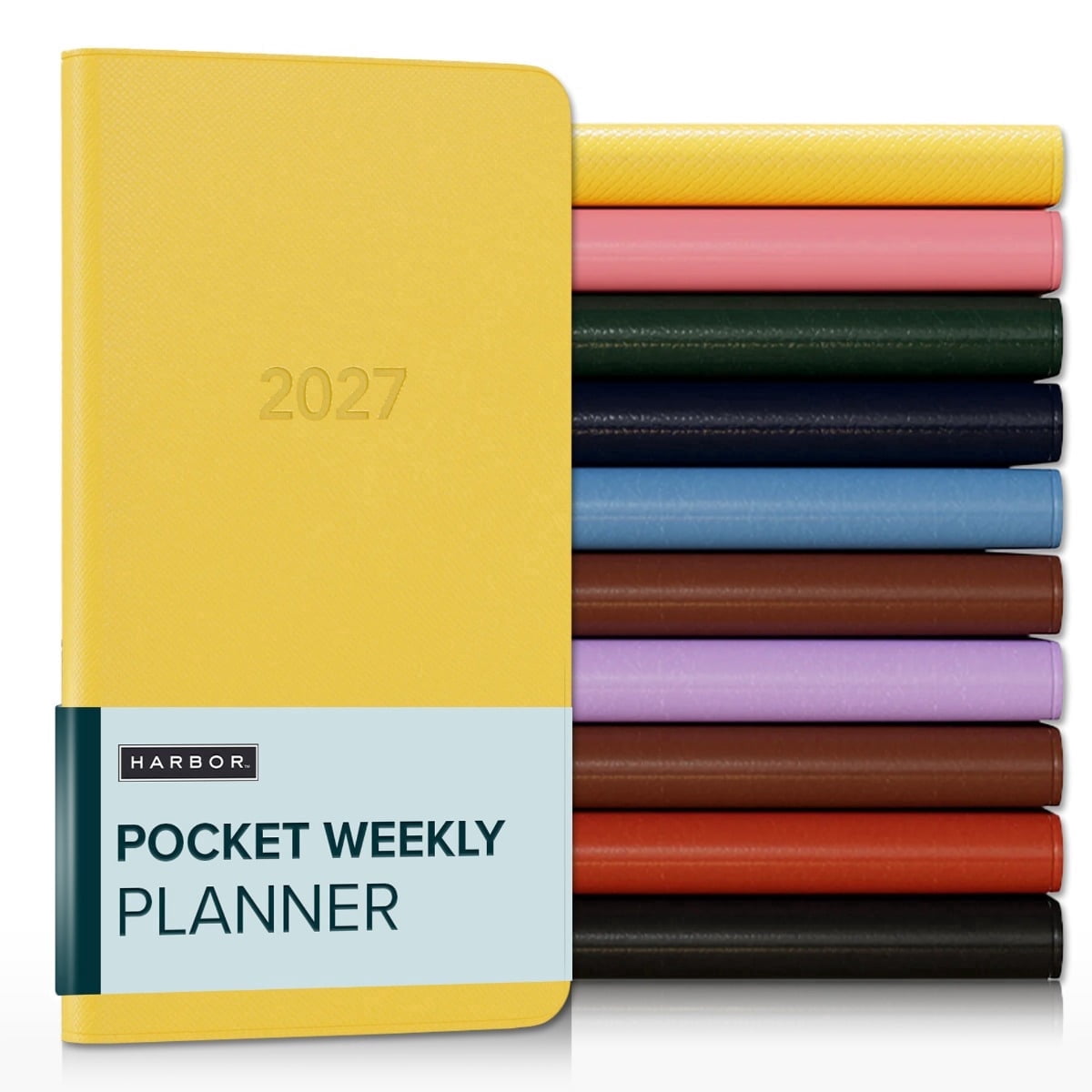 Harbor Pocket Weekly Monthly Planner 2027, Calendar Planner and Notebook, Durable Faux Leather, 192 Pages, Softcover & Book Bound - Key West Sundance - 6x3.25"