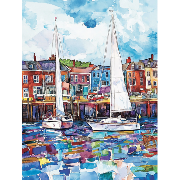 Harbor Sailboats Canvas Print/Wall Art Perfect for Living Room Bedroom Office Kitchen and Dining Room Decoration.