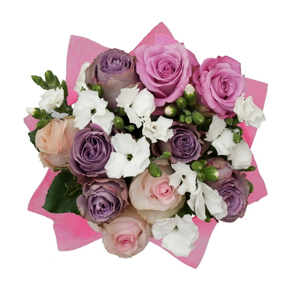 Harbor Sands Bouquet - Farm Direct Fresh Cut Flowers - 2 Pack Pink, White, Purple Roses - by Bloomingmore