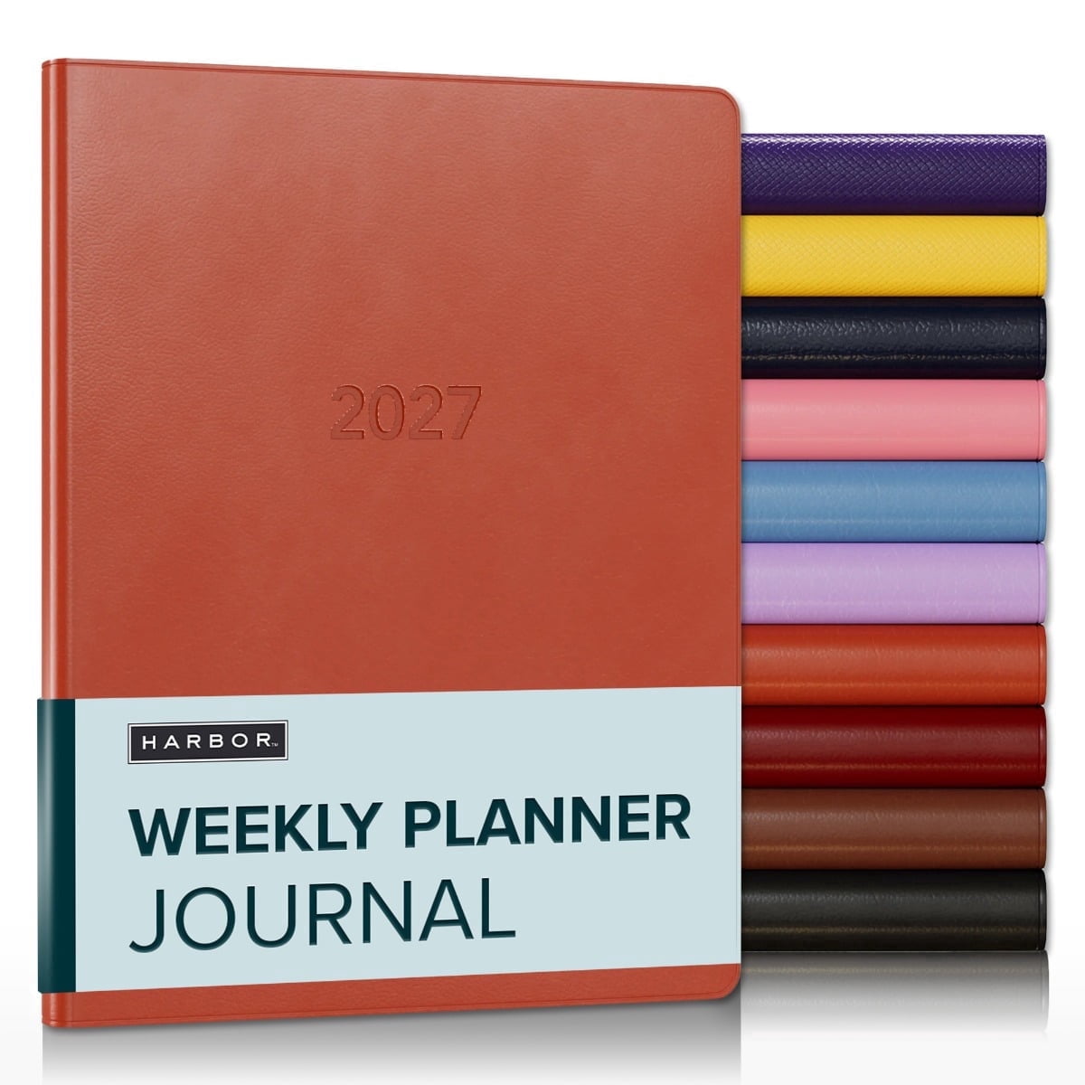 Harbor Weekly Journal Notebook Planner 2027 - Lined, Durable Faux Leather, Softcover, 176 Quality Pages - For Men and Women, For Writing, Work & Travel - Cambridge Burnt Orange - 9"x7"