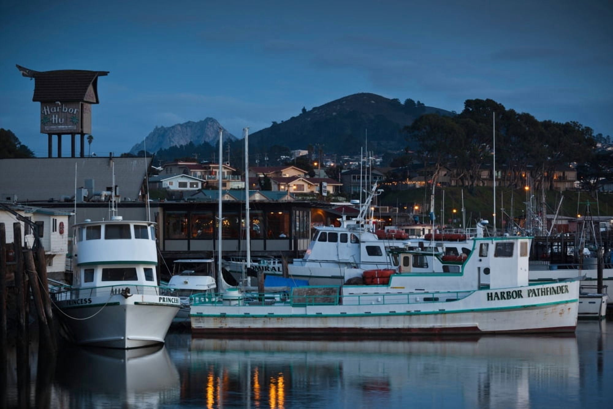 Harbor at dusk Morro Bay California USA Canvas Art - Panoramic Images (36 x 12)