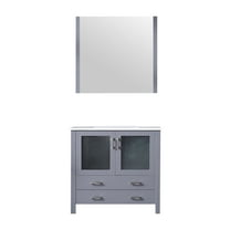 Harborfront 36 in W x 18.25 in D Dark Grey Single Bath Vanity, White Ceramic Top and 34 in Mirror