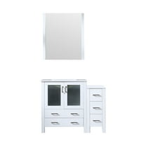 Harborfront 42 in W x 18.25 in D White Single Bath Vanity with Side Cabinet, White Ceramic Top and 28 in Mirror