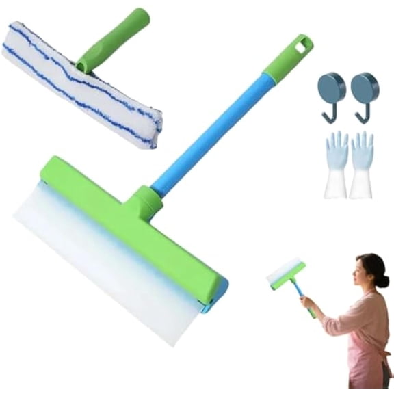 Harborrs Alisanda Recyclable Silicone Window Squeegee Kit, Upgrade No Streaks Window Cleaning Kit, Windows Cleaning Scraper, Durable & Long-Lasting, for Shower Glass Mirror (Green)