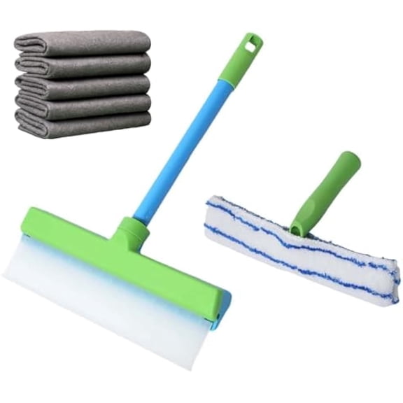 Recyclable Silicone Window Squeegee Kit - with 50 in Extension Pole, Windows Cleaning Scraper for Shower Glass Mirror Door Car (2 Set)