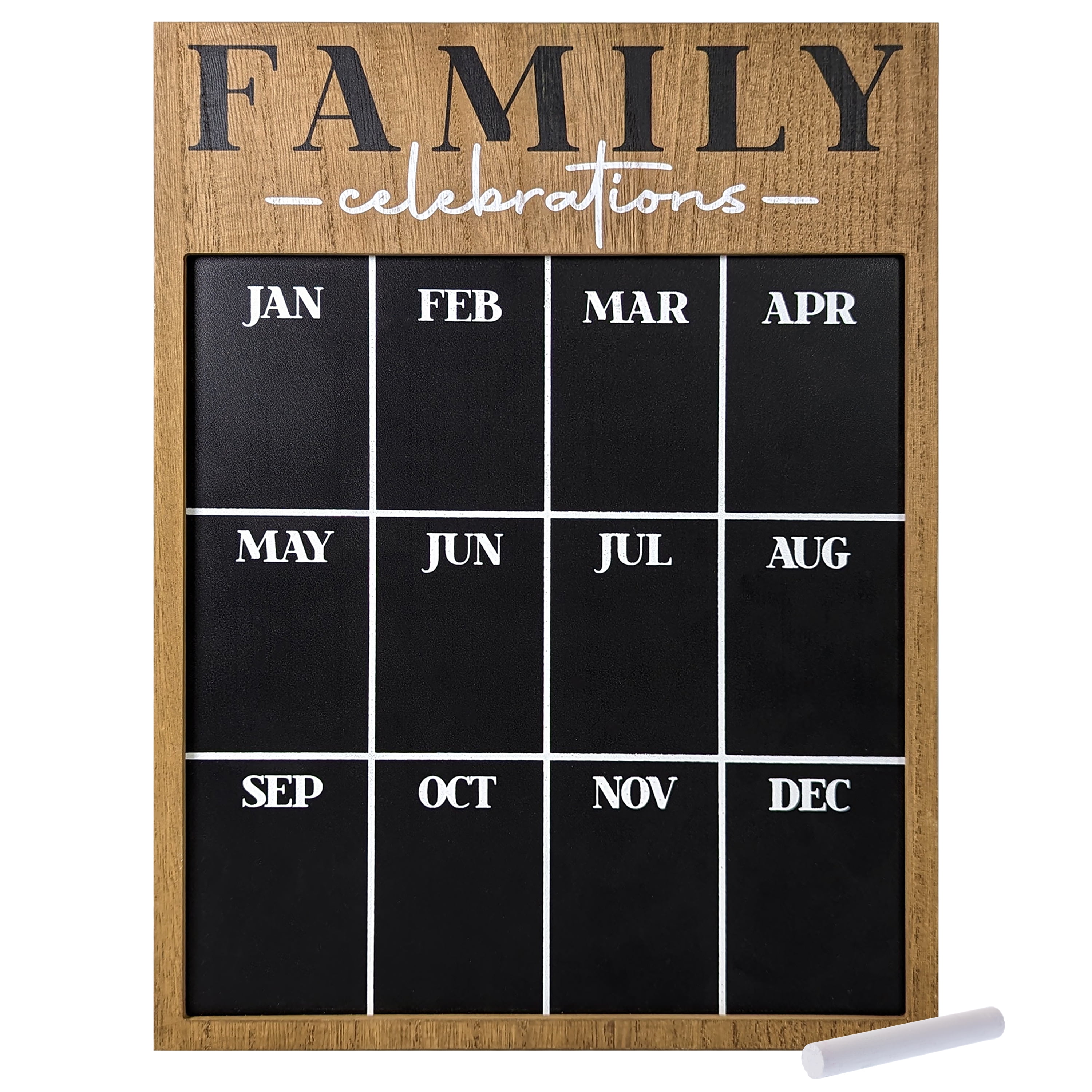 Harbortown 12x16 inch Black Manufactured Wood Family Chalkboard Wall Calendar