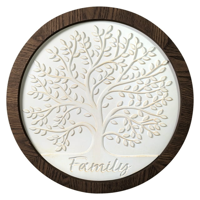 Harbortown 16 inch x 16 inch White Family Tree Framed Wall Art