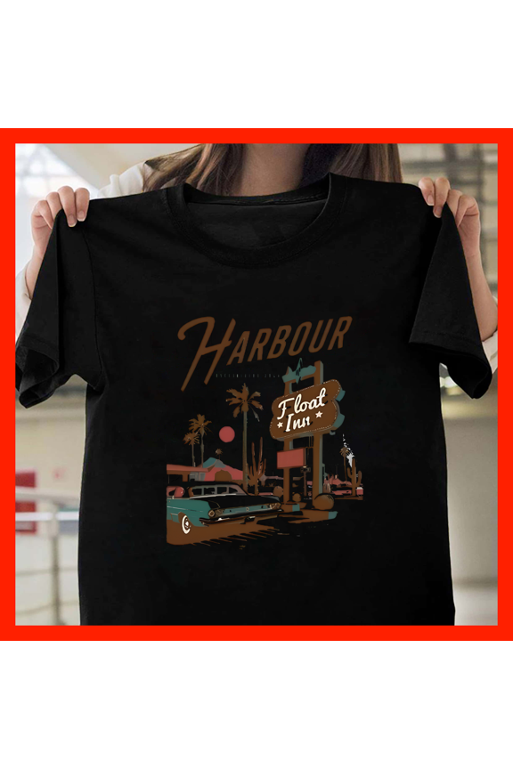 Harbour Float Inn Vintage Car Desert Sunset Retro Graphic T-Shirt G179, Premium Unisex Tee – Extended Sizes Up to 5XL