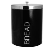 Harbour Housewares Metal Bread Bin - Black - Round Retro Bread Tin Canister Storage Jar Kitchen Caddy Food Storage Box Container with Airtight Lid for Kitchen Organisation & Home D cor
