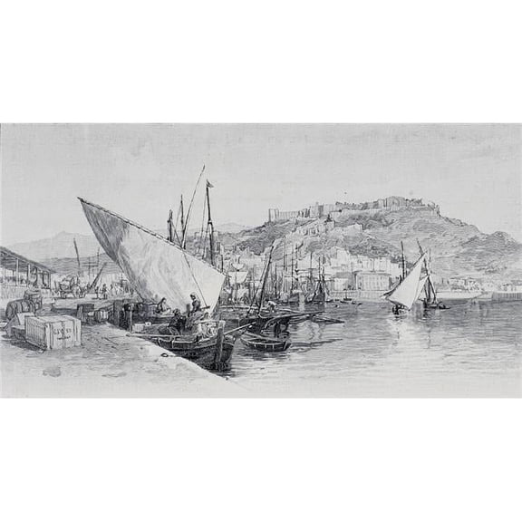 Harbour Malaga Spain by Edward T. Compton Poster Print, Large - 38 x 20