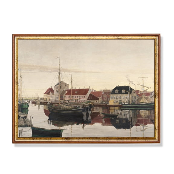 Harbour Sailing Ship Coastal Seascape Wall Art Decor Unframed Paper Print