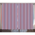 thumbnail image 1 of Ambesonne Harbour Stripe Curtains 2 Panel Set, Patriotic Colors, 108" x 90", Violet Blue Vermilion, 1 of 3