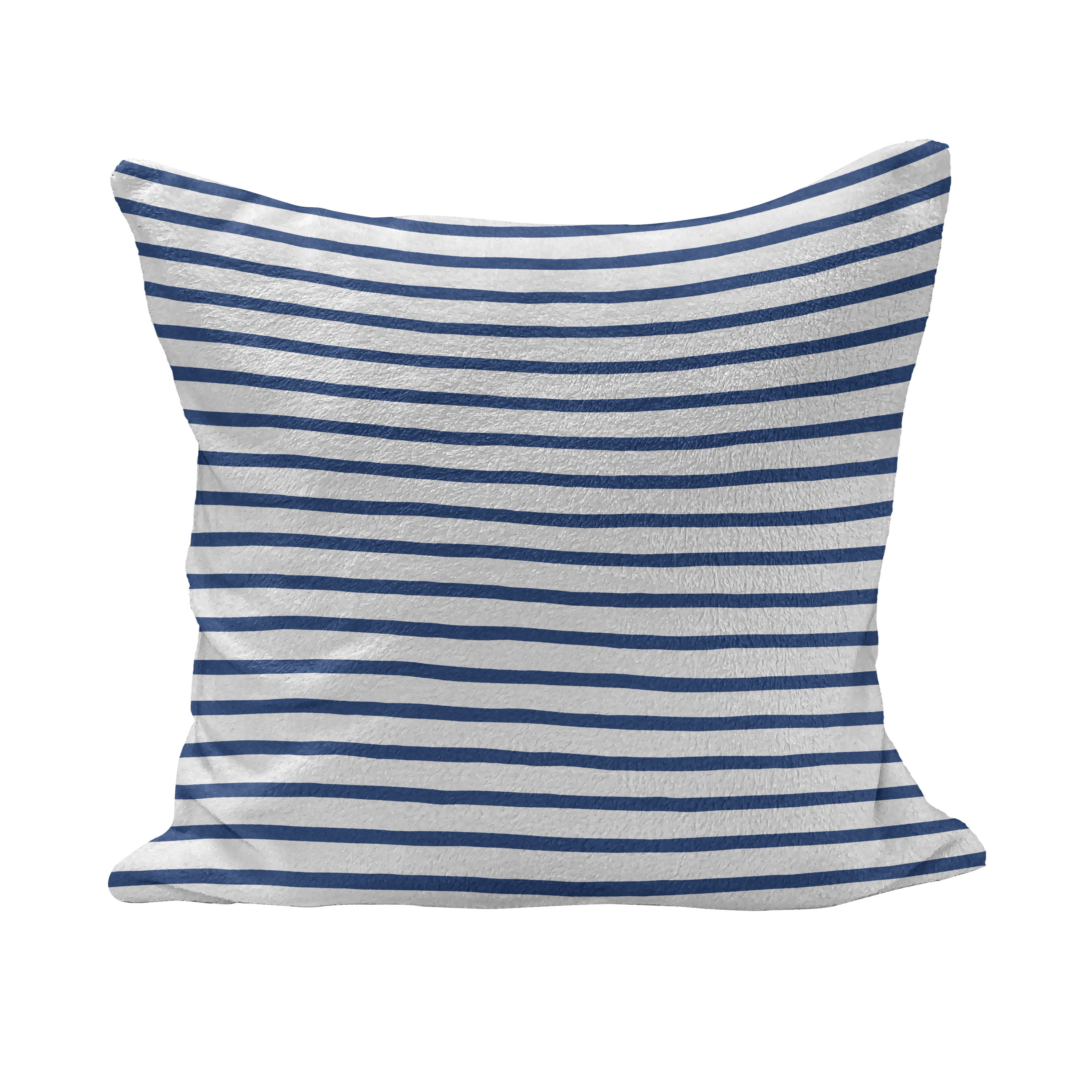 Nautical Blue and White Striped Flannel Throw Pillow