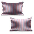 thumbnail image 1 of Harbour Stripe Quilted Pillowcover Set of 2, Vertical Patriotic Colorful Contrast Toned American Colors, Standard Queen Size Pillow Cover for Bedroom, 30" x 20", Violet Blue Vermilion, by Ambesonne, 1 of 1