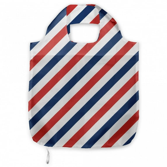 Harbour Stripe Shopping Tote Bag, Vintage Barber Pole Helix of Colored Stripes Medieval Contrast Design, Sturdy Fabric Foldable Lightweight Market Bag for Daily Use, Blue Red White, by Ambesonne